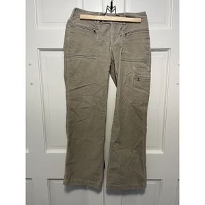 The North Face Corduroy Pants Womens Size 8 Hiking Beige Cargo Zip Pockets